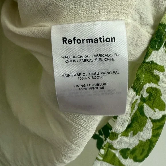 Reformation Simon Green Floral Puff Sleeve Mini Dress Size 4 - Picture 5 of 7